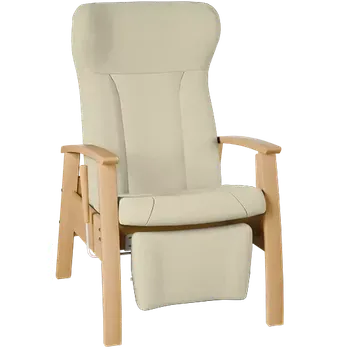 Sedací souprava GAVOTA C2-2-P pečovatelské křeslo, pevné, s polohováním obsluhou, opěrák comfort, pevné područky, dřevěný rám, látka béžová