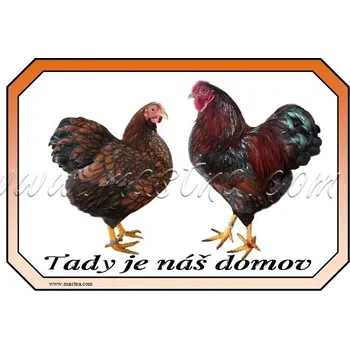 Vyandotka zdrobnělá zlatá, drůbež, cedulka domov - Se samolepicí vrstvou