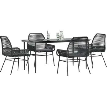 Zahradní sestava vidaXL 5dílný zahradní jídelní set s poduškami polyratan sklo [3334467] Barva: Černá