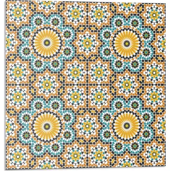 Dlažba Samolepicí vinylové obklady/dlaždice - mozaikový vzor s květinami 20x20x20 cm