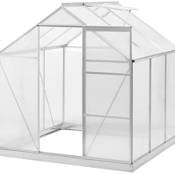 Skleník Zahradní skleník 20034 1,9 x 1,9 x 1,95 cm PC 4 mm stříbrný
