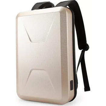 Městský batoh BANGE skořepinový batoh s USB + zámek Zlatý 14L