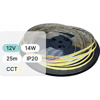 LED páska 25m LED COB pásek 12V 14W 608 LED/1m IP20 CCT 2700-6500K teplá-studená bílá