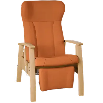 Sedací souprava GAVOTA C2-2-P pečovatelské křeslo, pevné, s polohováním obsluhou, opěrák comfort, pevné područky, dřevěný rám, látka oranžová