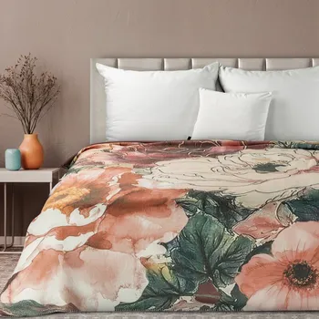 PREMIUM Deka CHLOE polyesterovo-akrylová s malovaným květinovým potiskem