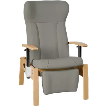 Sedací souprava GAVOTA C2-2-V pečovatelské křeslo, pevné, s polohováním obsluhou, opěrák comfort, výškově stavitelné područky, dřevěný rám, látka šedá