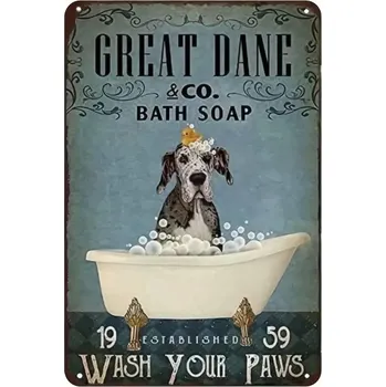 Plechová cedule BAF Kovová cedule Psík ve vaně 30 x 20 cm