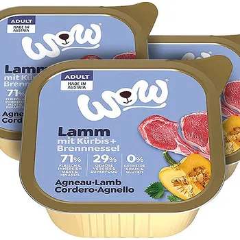 Krmivo pro psa WOW paštika Jehněčí s dýní Adult 3 × 150 g