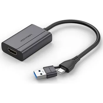 Redukce Vention USB-C and USB-A to HDMI Converter Gray Aluminium Alloy Type+I28