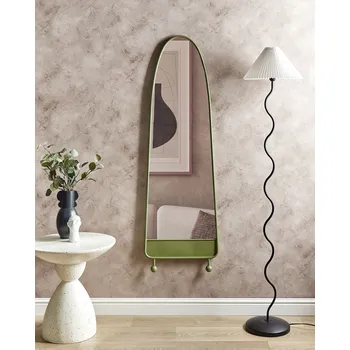 Zrcadlo Zrcadlo na zeď zelené železné sklo 45 x 146 cm oválný závěsný dekor moderní minimalistický obývací pokoj ložnice předsíň Beliani