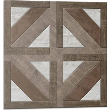 Dlažba Samolepicí vinylové obklady/dlaždice - Geometrický vzor dřeva a betonu 20x20x20 cm