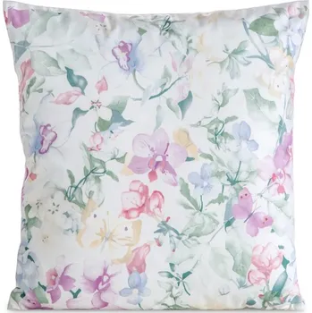 Dekorační povlak na polštář MINK, z plyšové látky, zdobený potiskem letních květin