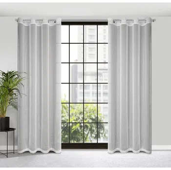 Záclona NOELIA z pruhované látky protkávané lesklou nití 140 x 250 cm