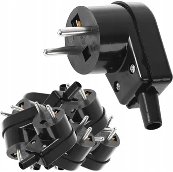 Elektrická zásuvka VIPLAST Úhlová rozebíratelná síťová zástrčka s uzemněním, černá, 16 A 10 Ks