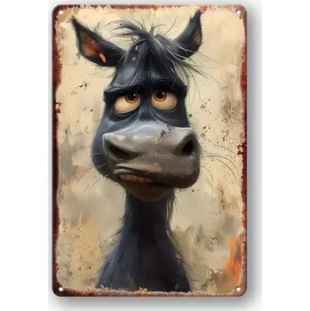Plechová cedule BAF Kovová cedule Smutný černý kůň 30 x 20 cm