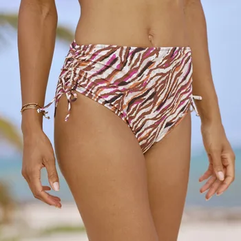 Dámské spodní prádlo Plavkové kalhotky s vysokým pasem a šňůrkami na bocích Vinia režná/čokoládová 52