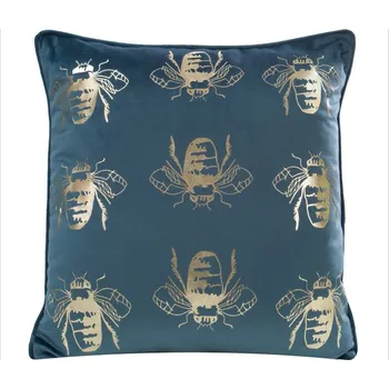 Sametový povlak na polštář se symetrickým potiskem včel