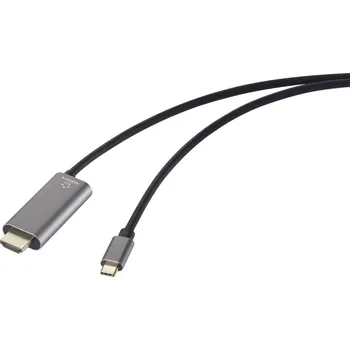 Elektrická zásuvka Renkforce USB-C® / HDMI kabelový adaptér USB-C ® zástrčka, Zástrčka HDMI-A, USB-C ® zásuvka 1.50 m černá RF-6409790 4K U