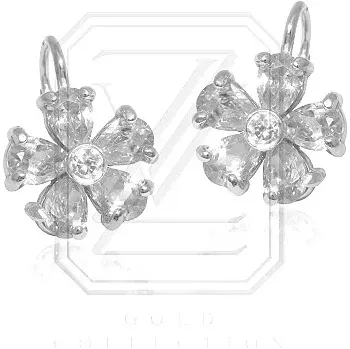 Náušnice Stříbrné náušnice kytka čiré zirkony - VE139 (Stříbrné náušnice se zirkony)