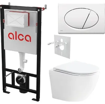 Alcadrain Set modulu do sádrokartonu, EBS WC, sedátka a tlačítka M70, bílá