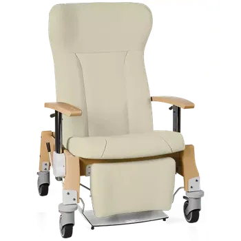 Sedací souprava GAVOTA G2-2-V pečovatelské křeslo, mobilní, s polohováním obsluhou, opěrák comfort, výškově stavitelné područky, dřevěný rám, látka béžová