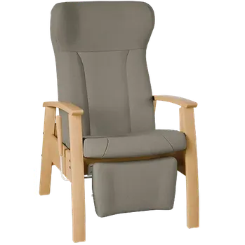 Sedací souprava GAVOTA C2-2-P pečovatelské křeslo, pevné, s polohováním obsluhou, opěrák comfort, pevné područky, dřevěný rám, látka šedá