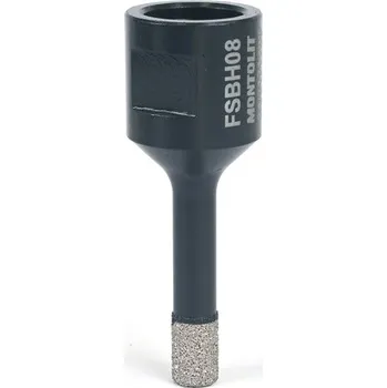 Vrták Montolit Mondrillo Black, diamantová korunka na vrtání děr za sucha i mokra do tvrdé keramiky, slinuté dlažby, žuly, mramoru FSBH08