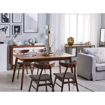 Jídelní stůl tmavý ořech 150 x 90 cm, dřevěné nohy, obdélníková minimalistická skandinávská kuchyně Beliani