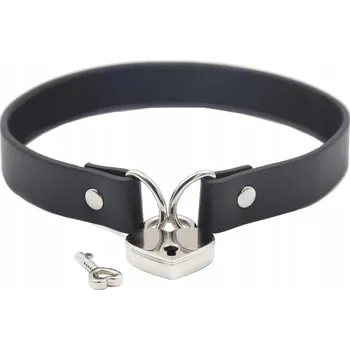 Náhrdelník Černý choker Night Fantasy 37 cm se srdíčkem a zámkem
