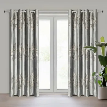 Hotový závěs IDALIA z veluru zdobený stínovaným potiskem listů 140 x 250 cm