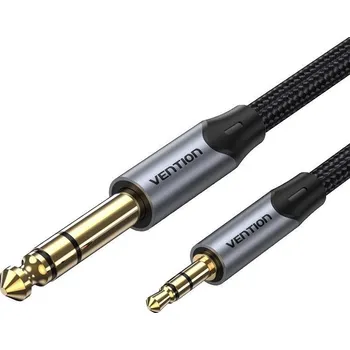 Hi-Fi systém Audio kabel Vention Cotton Braided TRS 3.5mm Male to 6.5mm Male Audio Cable 10M Gray Aluminum Alloy Type