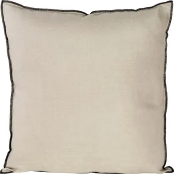 Jednobarevný povlak na polštář z přírodní lněné látky obšitý černou nití