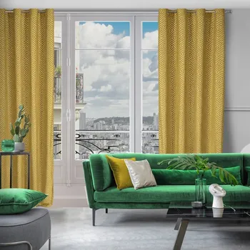 PIERRE CARDIN závěs INGA z matného sametu s žakárovým geometrickým vzorem 140 x 250 cm