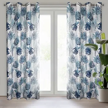 Hotový závěs MALTA s botanickým motivem a lesklým potiskem 140 x 250 cm