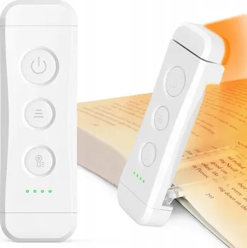 Lampička Noční lampa na čtení, LED lampička s záložkou, Akumulátor USB, barva bílá