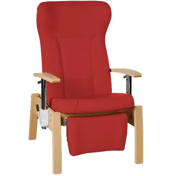Sedací souprava GAVOTA C2-2-V pečovatelské křeslo, pevné, s polohováním obsluhou, opěrák comfort, výškově stavitelné područky, dřevěný rám, koženka červená