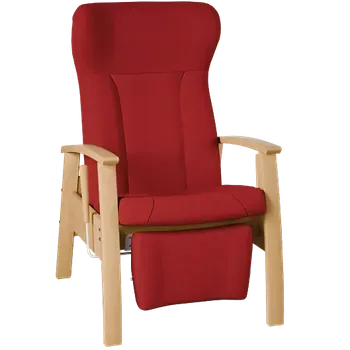 Sedací souprava GAVOTA C2-2-P pečovatelské křeslo, pevné, s polohováním obsluhou, opěrák comfort, pevné područky, dřevěný rám, látka červená