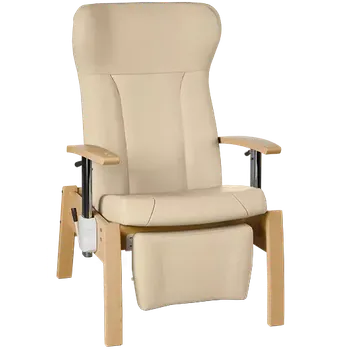 Sedací souprava GAVOTA C2-2-V pečovatelské křeslo, pevné, s polohováním obsluhou, opěrák comfort, výškově stavitelné područky, dřevěný rám, koženka béžová