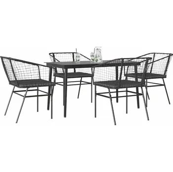 Zahradní sestava vidaXL 5dílný zahradní jídelní set s poduškami polyratan sklo [3334501] Barva: Černá