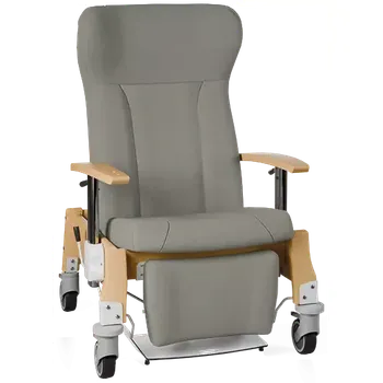Sedací souprava GAVOTA G2-2-V pečovatelské křeslo, mobilní, s polohováním obsluhou, opěrák comfort, výškově stavitelné područky, dřevěný rám, látka šedá