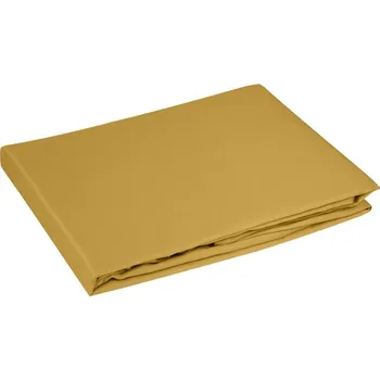 Prostěradlo bez gumy 220x210 cm z bavlněného saténu barva hořčicová 125 g/m2 DINA Diva Line