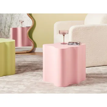 Konferenční stolek Odkládací stolek pastelově růžový MDF 40 x 45 cm nepravidelný tvar moderní design obývací pokoj Beliani