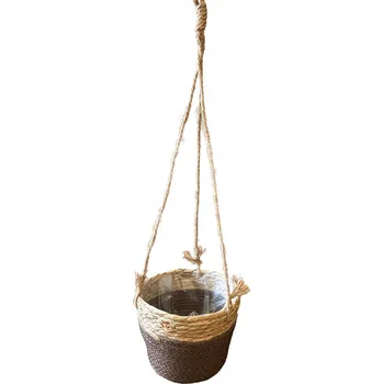 Květináč Bambusový Květináč béžový, hnědý Skandi.pl 20 cm x 20 x 15 cm