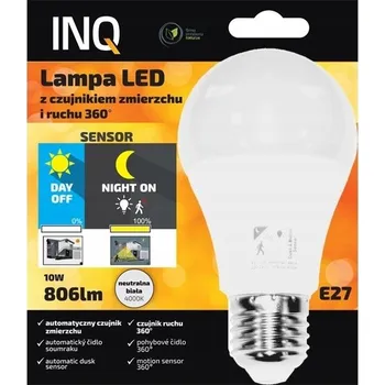 Žárovka LED ŽÁROVKA S ČIDLEM POHYBU A SOUMRAKU E27 10W