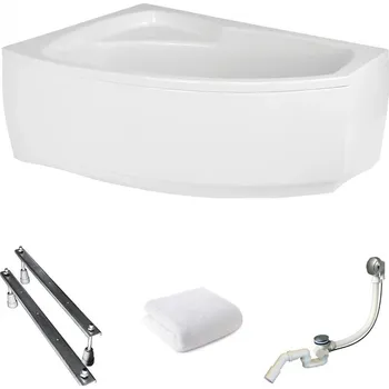 Vana Asymetrická akrylátová vana Polimat FRIDA, boční odtok, 140 x 90 cm