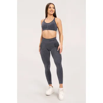 Dámské legíny Gym Glamour Bezešvé legíny bez push-up efektu Dark Grey S