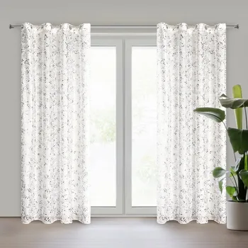 Hotový závěs TERRY z etamínu zdobený stínovaným potiskem listů 140 x 250 cm