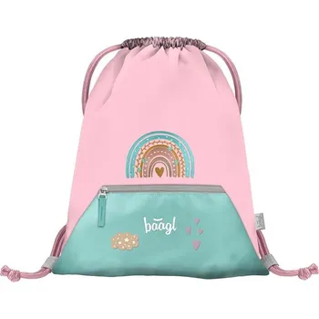 Školní batoh BAAGL Školní sáček s kapsou Duha růžový