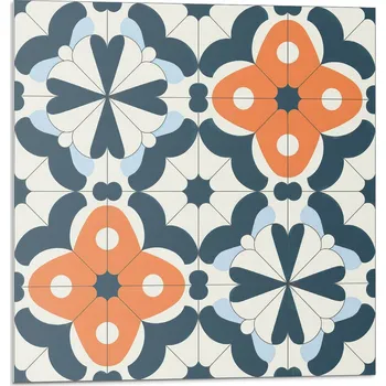 Dlažba Samolepicí vinylové dlaždice do kuchyně, květinový vzor, 20x20 cm