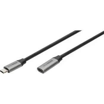 Elektrická zásuvka DIGITUS Kabel USB 3.0 USB C zásuvka,USB C vidlice niklovaný 1m černá